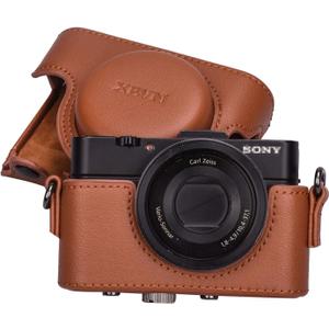 XEVN for Sony rx100 case,for Sony rx100 vi case,dsc-rx100 Mark ii,dsc-rx100 iii.dsc-rx100 iv,dsc-rx100 v RX100 vii m6 5a m3 Protective Leather Camera Case Bag with Camera Shoulder Strap (Brown)