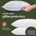 Beckham Hotel Collection Queen Size White Pillow Protector with Zipper Set of 2, Soft and Breathable Cotton Pillow Protector Covers