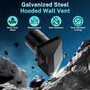 HG Power 10 Inch Hooded Wall Vent with Mesh Screen and Damper, Galvanized Steel Exhaust Vent, for Wall, Kitchen, Range Hood Air Ventilation, HVAC Duct Air Exhaust, Black