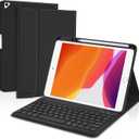 BOBOLEE 9th Generation Keyboard Case for iPad 10.2 Inch 8th 7th (2021/2020/2019) - Pro 10.5 inch Air 3rd 2017 2019, Wireless Detachable Removable Magnetic Cover Shell with Pen Holder, Black