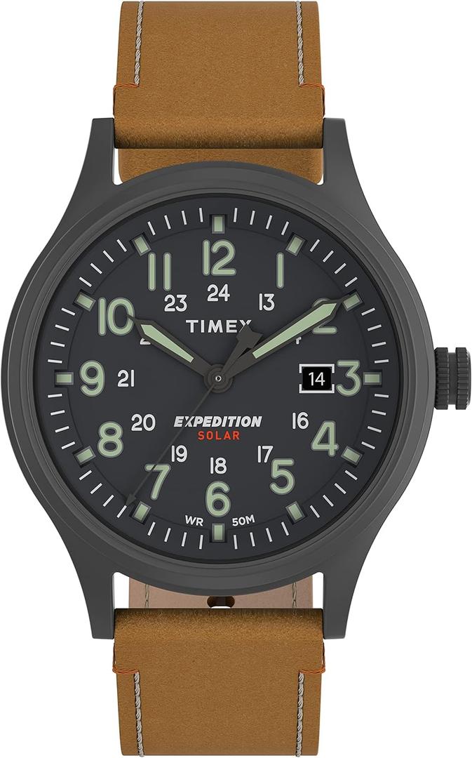 Timex Expedition Scout 40mm Mens Analog Watch | INDIGLO Backlight and Luminous Hands | Durable Comfortable Adjustable Strap | 24 Hour Time | Rugged Outdoor Watch | 50M Water Resistance (Tan/Gunmetal/Gray)