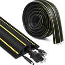 Floor Cord Cover, 10ft Cord Covers for Wires on Floor, Extension Outdoor Cable Cover Protector, Heavy Duty PVC Duct, 3 Channels Cord Hider Floor Cable Management, Black