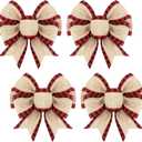 Geosar 4 Pcs Christmas Buffalo Plaid Bows Decorations 6 Inch Christmas Burlap Gingham Craft Bows Xmas Tree Decorative Wreath Decor for Crafts Xmas Party Birthday Decor(Red and Black,Classic)