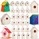 ILHSTY 18 Pack Large Paintable DIY Wooden Bird Houses Kits for Kids, Kids Crafts Wood Houses for Crafts Class Parties Birthday, DIY Crafts and Art Birdhouse Kits for Children to Build and Design18