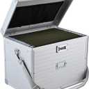 File Storage Cabinet File Organizer Document Organizer File Box in Office and Home with Combination Lock with 20 Letter Size Hanging Files (Stripe Silver)