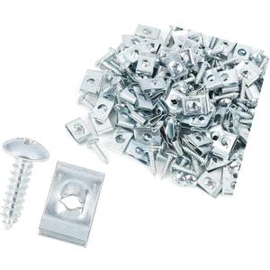 100 Sets 4.2x16mm U Clip Screw Assortment Car Clips Fasteners with Screws for Bumper Dash Door Panel Interior Silver Tone Durable Material