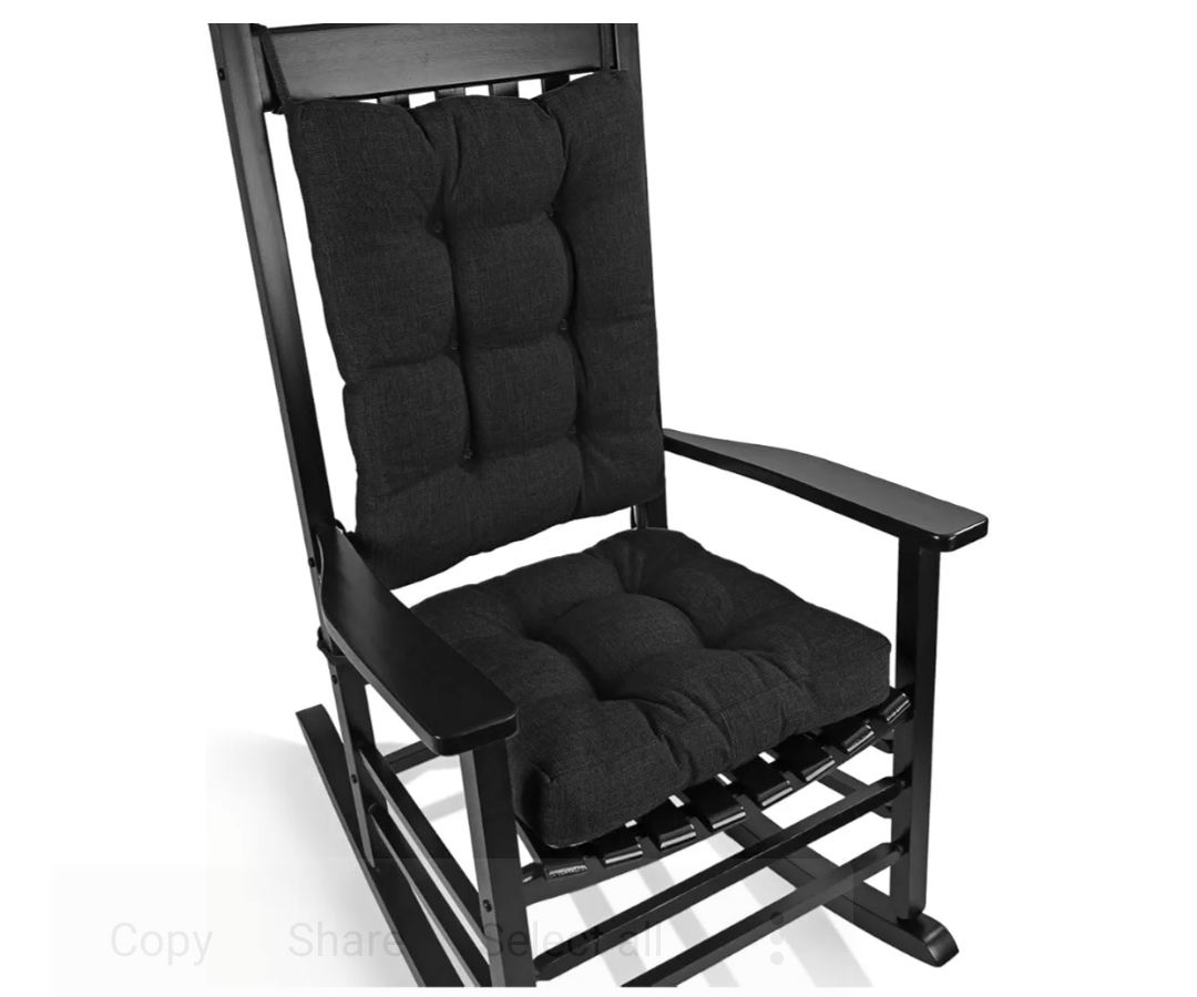 BUYUE Chair Cushion Set for Rocking Chair, Back Pillow & Seat Cushion with Ties, Original Woven Fabric Non-Slip Chair Pads for Elderly Sitting, Black