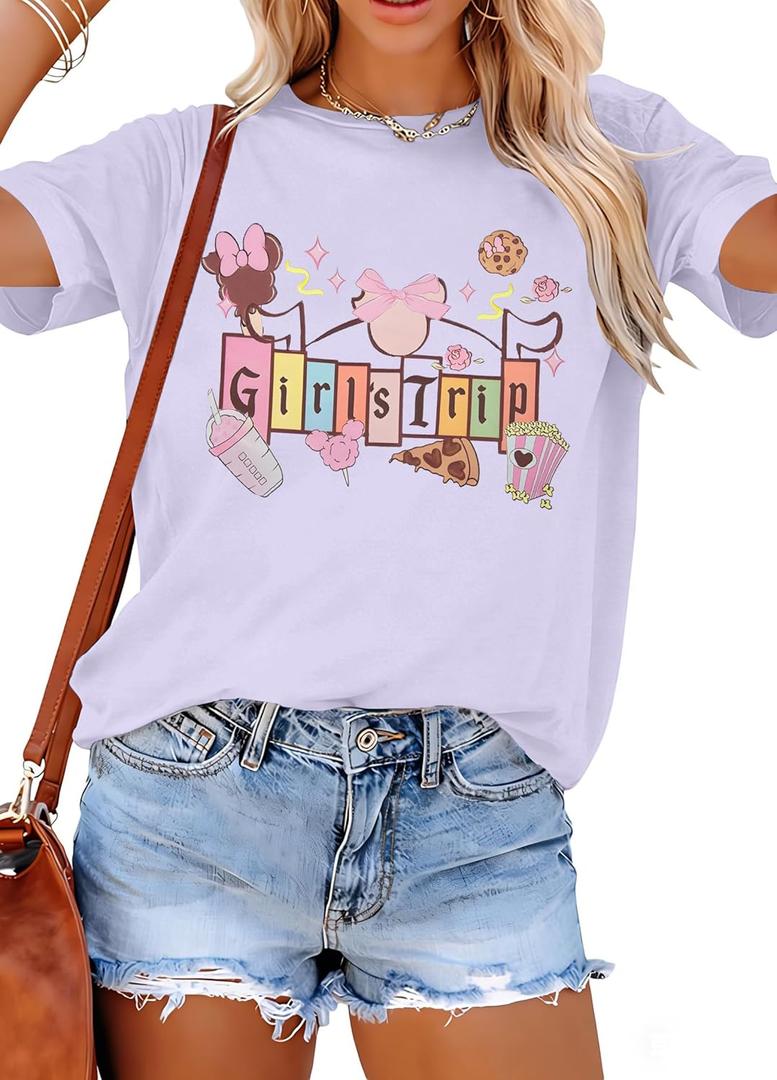 Magical Shirt for Women Magic Kingdom Castle Tshirt Princess Shirts Family Vacation Tee Casual Holiday Top (Purple, S)