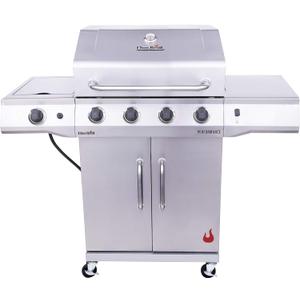 Charbroil Performance Series Convective 4-Burner with Side Burner Cabinet Propane Gas Grill, Stainless Steel - 463354021 (Silver)