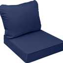 Acessories Outdoor Seat Cushions for Chairs, Fade-Resistant, Waterproof Patio Furniture Replacement Cushions, 24" x 24" x 5" + 24" x 19", Navy Blue