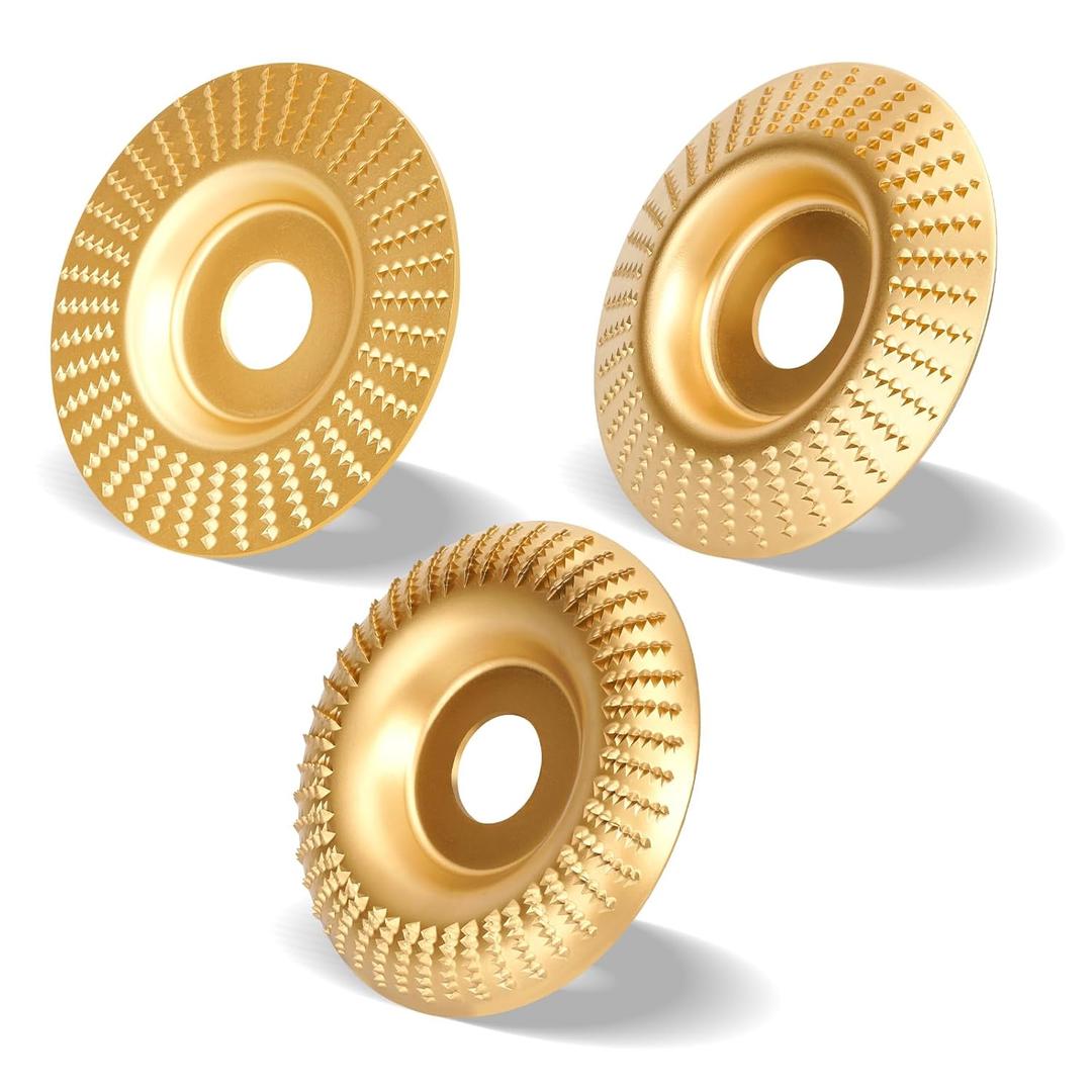 3Pcs Angle Grinder Wood Carving Disc, 4" Angle Grinder Attachments, Stump Grinder Tool Grinding Wheel Cutting Disc