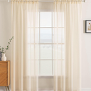 MIULEE 2 Panels Solid Color Sheer Window Curtains Elegant Window Voile Panels/Drapes/Treatment for Bedroom Living Room (54 X 84 Inches Cream Beige)