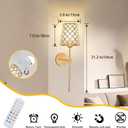 Crystal Battery Operated Wall Sconces Set of 2, Gold Rechargeable Wireless Wall Sconce Lights for Home Decor, Dimmable 12 RGB and 3CCT Wall Lamps with Remote for Living Room Bedroom Hallway