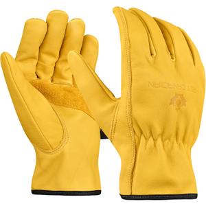 3 Pair Heavy Duty Leather Work Gloves for Men & Women – Water-Resistance, Cowhide Construction & Yard Leather Gloves – Puncture Resistant Safety Gloves for Landscaping & Outdoor Use (Unlined, L)
