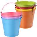 OBTANIM 7 Pack Colorful Metal Buckets with Handle Galvanized Ice Pails for Plants, Succulents, Party Favors Organizing, Rustic Home Decor or Classrooms Pencil Storage (5.1 x 3.6 inch)