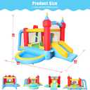 WELLFUNTIME Inflatable Bounce House with Slide, Jumping Castle with Blower and Wave Pool, Basketball Rim, Football Goal