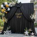 4 Panels Black Backdrop Curtain for Parties Black Wrinkle Free 20ft x 10ft Backdrop Drapes for Birthday Party Wedding Photo Photography Polyester Fabric Background Decoration