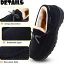 Vonair Kids Moccasin Slippers Memory Foam House Shoes Indoor Outdoor Rubber Bottom Slippers for Boys Girls (Black)