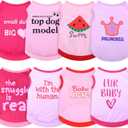Reginary 8 Pieces Dog Shirts Girl Small Dog Clothes for Chihuahuas Yorkies Female Puppy Shirts Printed Pet Outfit Cute Breathable Soft Valentine's Day Doggie Cat Lovers Gift(Cute Pattern,Size L)