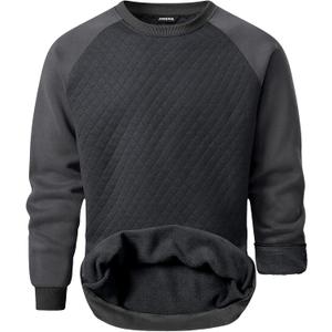 JMIERR Men's 2025 Casual Crewneck Dress Sweatshirts Pullover Fall Fleece Diamond Texture Warm Winter Comfy Long Sleeve (1 Dark Grey)