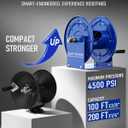 Pressure Washer Hose Reel 100FT x 3/8" or 200FT x 1/4", 4500 PSI Heavy Duty Steel Reel, M22 14mm Fitting, Manual Power Washer Hose Reel for Truck, Blue