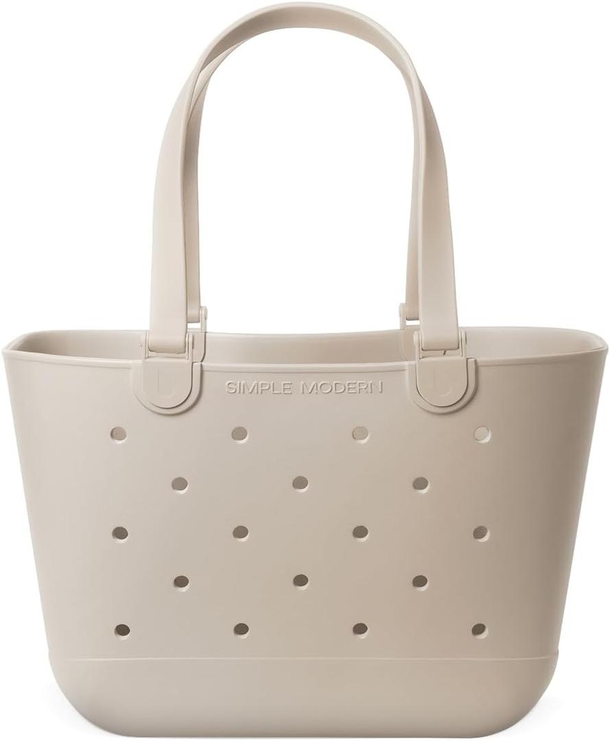 Simple Modern Waterproof Rubber Beach Bag | Large | Beige
Getaway Tote Bag with Zipper Pocket, Beach Tote & Pool Bag for Travel, Boat, Groceries | Beach Essentials | Almond Birch