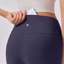 PINSPARK Womens Mini Flare Yoga Pants High Waisted Bootcut Leggings Athletic Bootleg Pants with Back Pockets (Blue, L)