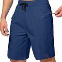 Men's Swim Trunks Quick Dry Board Shorts with Zipper Pockets Beach Shorts Bathing Suits for Men - No Mesh Liner (Large, Midnight)