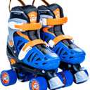 Chicago Skates Glitzy Kids Roller Skates - Adjustable Roller Skates Girls Boys, Light-Up Wheels, Durable Beginner Quad Skates with Front Stopper, Comfortable, Smooth Rolling, Indoor Outdoor, Age 3+ (Blue/Black/Orange, Small)