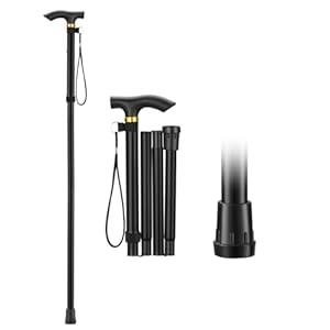 Walking Cane, 36 Inches Adjustable Height, Aluminum Walking Stick with ABS Handle, Lightweight for Men & Women (Purple Flower)