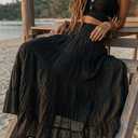 Thaluta Women's Maxi Boho Skirt Moana Flowy Long Cotton Skirt Bohemian Style (Black)