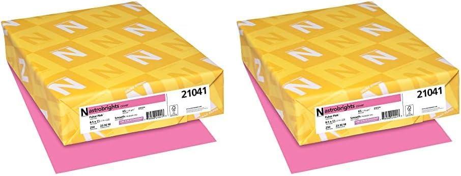 Astrobrights Colored Card Stock, Bright Color Cover Paper, 8 1/2" x 11", FSC Certified, 65 Lb, Pulsar Pink, Pack of 500 Sheets (250 Count (Pack of 2))