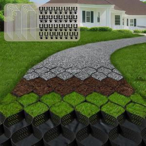 4" Thick Gravel Ground Grid 6.5ft x 16.5ft - Geo Grid Driveway Stabilization Grids, Gravel Retainer Grid 1885 LBS Per Sq ft, Geocell Geogrid for Walkway Driving RV Parking Slopes and Garden