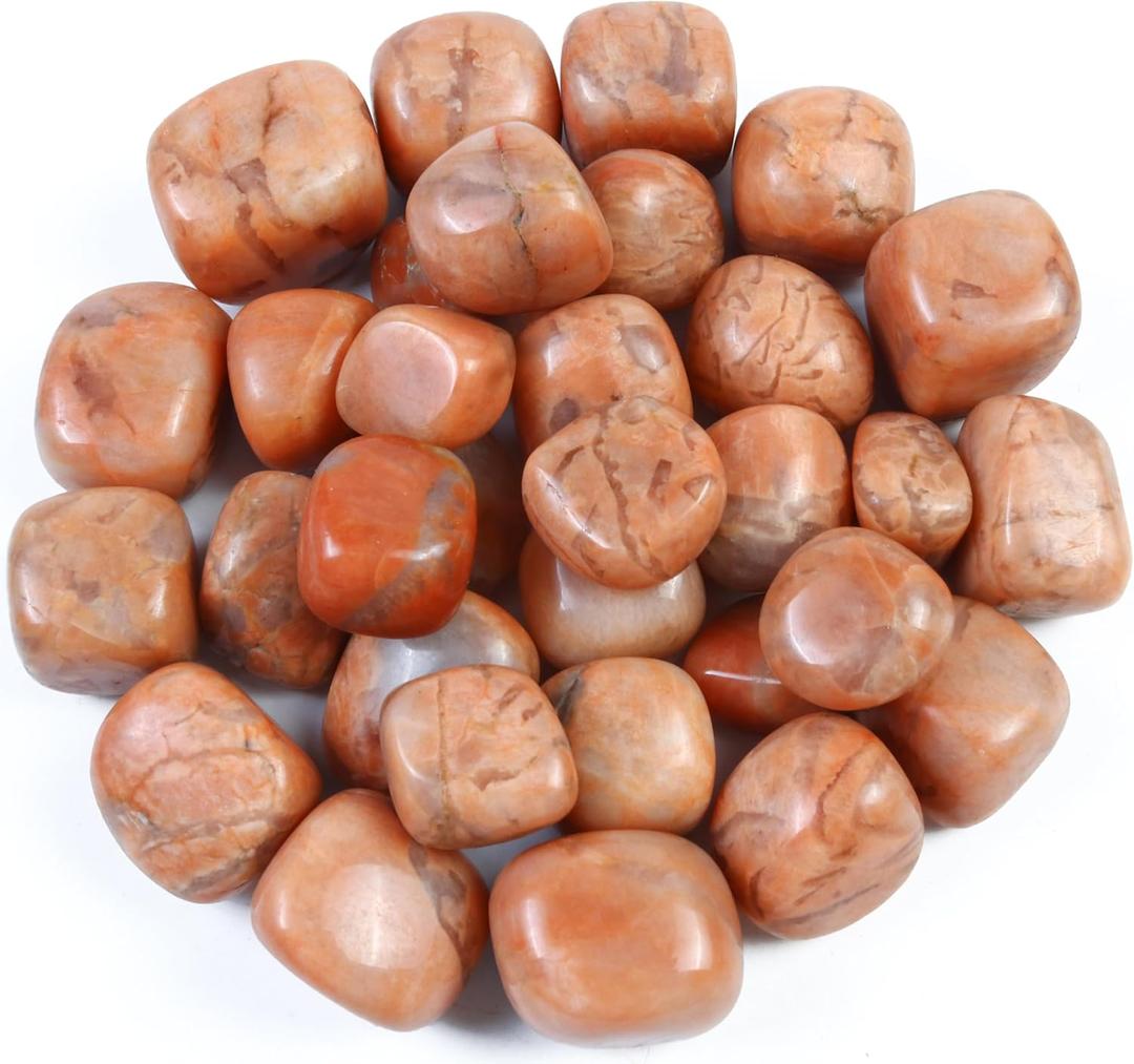 Crocon 1LB Peach Moonstone Tumbled Stones and Crystals Bulk Natural Crystal Kit for Reiki Healing Crystal Polished, Tumble Stones, Chakra Balancing, Good Luck, Reiki Gift Home Decor Size : 20-25 mm (1 Pound)