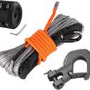 Ucreative 1/4 Inch x 50 Feet Synthetic Winch Rope 10,000LBs Line Cable with Reinforced Hook and Stopper for ATV UTV (Gray)
