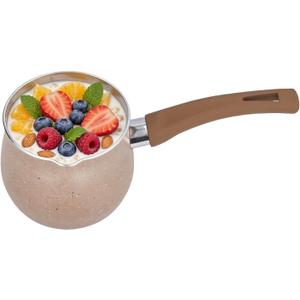 Mini Saucepan, Nonstick Butter Warmer Multi Milk Pot Stockpot Practical Small Melting Pot with Handle Pour Spouts (Coffee)