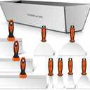 THINKWORK Drywall Knife Set, 10Pcs Drywall Tools Include Stainless Steel Putty Knife Set, Taping Knives, Painter Scraper, 14" Mud Pan and Scoop, Spackle Tool Kit for Joint Taping, Finishing, Patching