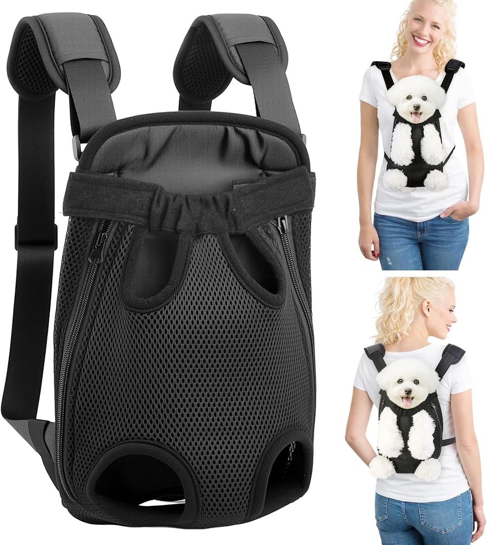 Mosago Dog Backpack Carrier, Legs-Out Chest Carrier for Small Dogs 47 lbs, Adjustable Pet Front Carrier with Thick Padded Bottom Support, Easy Fit for Walking, Hiking, Camping, and Traveling (Black-Pro)