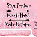 4-in-1 Gaming Mouse Pad Wrist Support SetDesk Pad + Mouse Pad with Wrist Rest + Keyboard Wrist Rest + Coaster, Ergonomic Design for Home Office Study Game - Pink Stay Positive