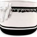 XinM 127L Blanket Basket 24" x 24" x 18" Woven Laundry Baskets for Storage with Handle, Nursery Blanket Basket for Cushions, Clothes, Toys,Pillons