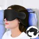 Travel Pillows for Airplanes, 360° Support Headrest Pillow with Eye Mask for Sleeping Long Flights, Travel Pillow for Car Road Trip, Car Headrest, Travel Accessories Stop Bobblehead, Black