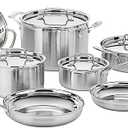 Cuisinart 12-Piece Cookware Set, MultiClad Pro Triple Ply Stainless Steel Cookware Set, Heat Surround Technology, Cool Grip Stick Handles, Oven Safe Up to 500°F, MCPS-12N, Silver