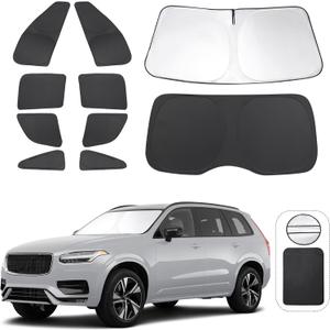 TINGLU Window Shades for Volvo XC90 2016-2025 2026 Accessories Car Side Full Windows Rear Triangular Windshield Sun Shade Sun UV Rays & Privacy Protection for Camping,Napping,and Relaxing 10PCS