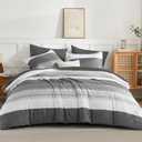 Andency King Size Comforter Set, Dark Grey, 7 Pieces
