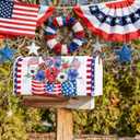 4th of July Mailbox Covers Magnetic Standard Size 18" x 21", Patriotic Mailbox Cover Red and Blue Floral Mailbox Post Letter Box Cover for Independence Day Memorial Day Garden Yard Decor