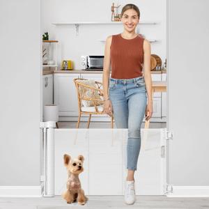 Short Dog Gate 0"-39" Wide Narrow Baby Gate 24” Tall Retractable Baby Gate to Step Over Short Baby Gate for Stairs Low Pet Gate Indoor Mesh Doggie Gates Puppy Gate for Doorway, White