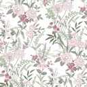 2 x Dimoon 78.7"x17.3" Vintage Wallpaper Floral Peel and Stick Wallpaper Boho Contact Paper White Pink Green Cute Flower Removable Wall Paper Renter Friendly Kitchen Shelf Bathroom Self Adhesive Vinyl