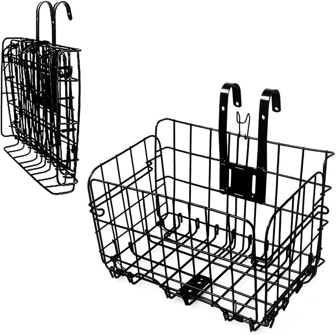 Hamiledyi Folding Bike Basket,Lift-Off Front Bike Basket with Handles Easy Installation Rear Cargo Rack - Rust Proof Bicycle Bag for Mountain Bike Accessories