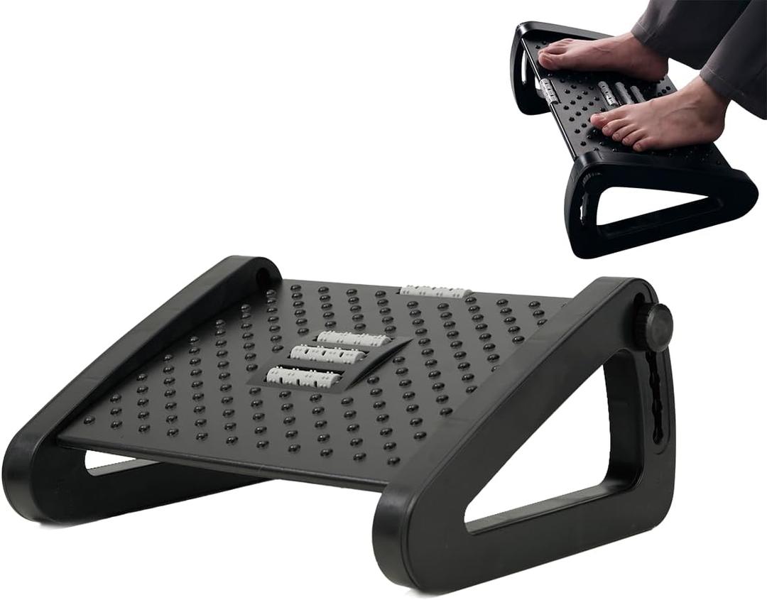 Ergo Life Adjustable Footrest Under Desk, Comfort Foot Stool at Work, 6-Position Multi-angle Adjustable Foot Pedal, Ergonomic Posture Support, Office and Home (Black)