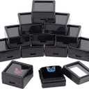 BENECREAT 36PCS Black Gemstone Display Box Mini Square Acrylic Jewelry Box Container(1.2x1.2x0.6) with Clear Top Lids and Sponge for Gems,Jewelry Packing